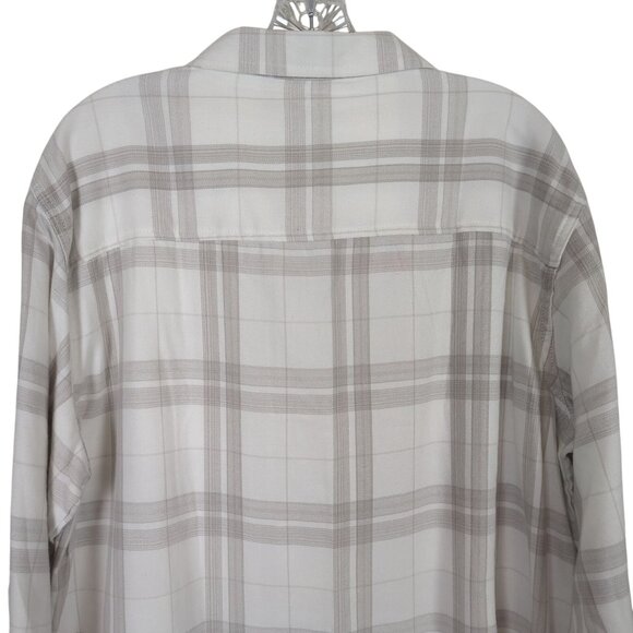 Jach's Girlfriend XXL White & Gray Cozy Plaid Flannel Button down soft Shirt XXL - Picture 5 of 14